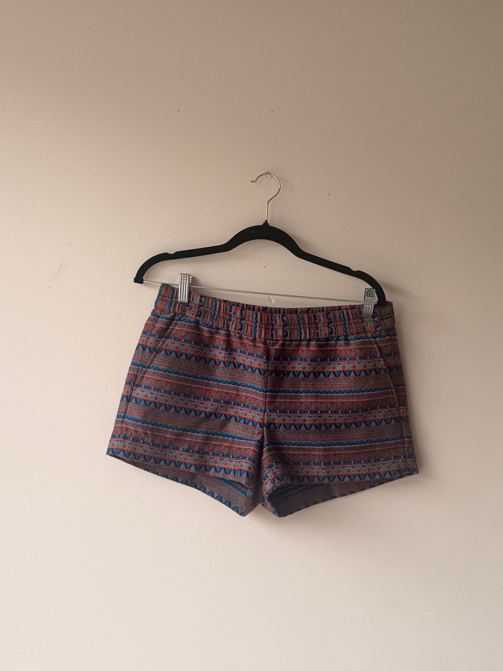 J. Crew Women's Tribal Stripe Athletic Shorts - Blue/Brown